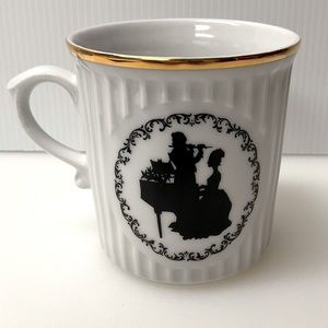 DUCHOVSKY of Czechoslovakia Mug Courting Couple Piano Flute Victorian Silhouette